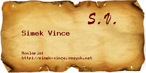 Simek Vince névjegykártya